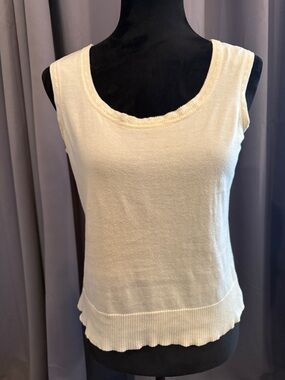 Vintage Soft Cream Knit Scoop Neck Tank Top